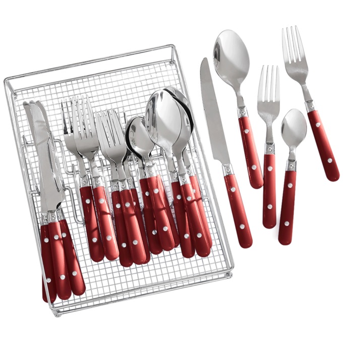 20-Piece Color Flatware Set with Caddy, , large