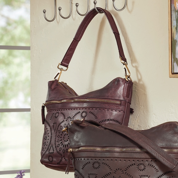 L'Artiste Chartres Shoulder Bag by Spring Step with Cutouts and Pebbled Finish, , large