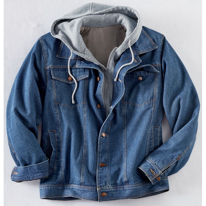 Hooded Denim Jacket - Denim blue - Men