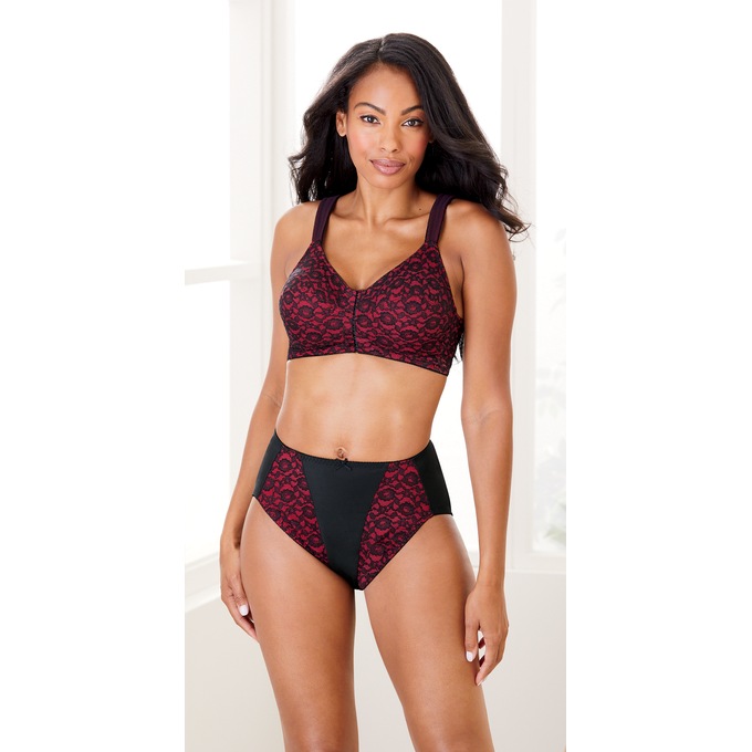 Allover Lace Front-Close Bra &amp; Lace Brief, , large