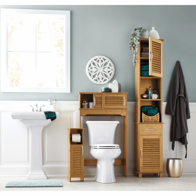 Bamboo-Finish Toilet Paper Holder, , large