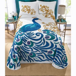 Peacock Chenille Bedspread, , large