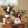 Hand-Painted Ceramic Holiday Planter with Evergreen Holiday Arrangement, , large