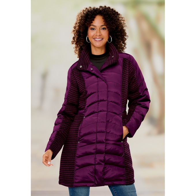 Snowfall Pattern Puffer Parka, Dark Purple, large