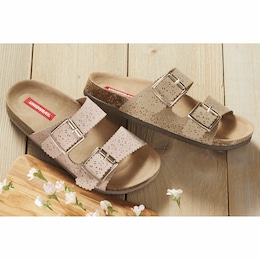 Unionbay Milano Faux Leather Slide with Cutout Designs and Adjustable Buckle Straps, , large