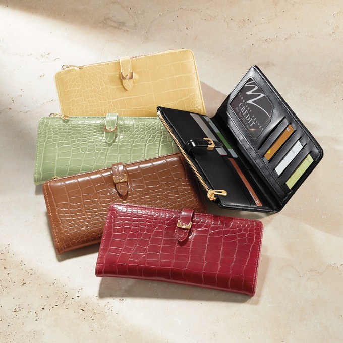 Women's Faux-Croco Wallet, , large