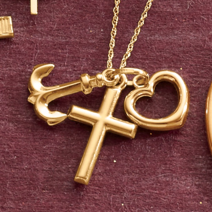 10k Gold Heart Cross Anchor Charm Pendant Montgomery Ward - Heart Cross Anchor Pendant 10k Gold Heart Cross Anchor Charm Pendant Montgomery Ward - Heart Cross Anchor Pendant