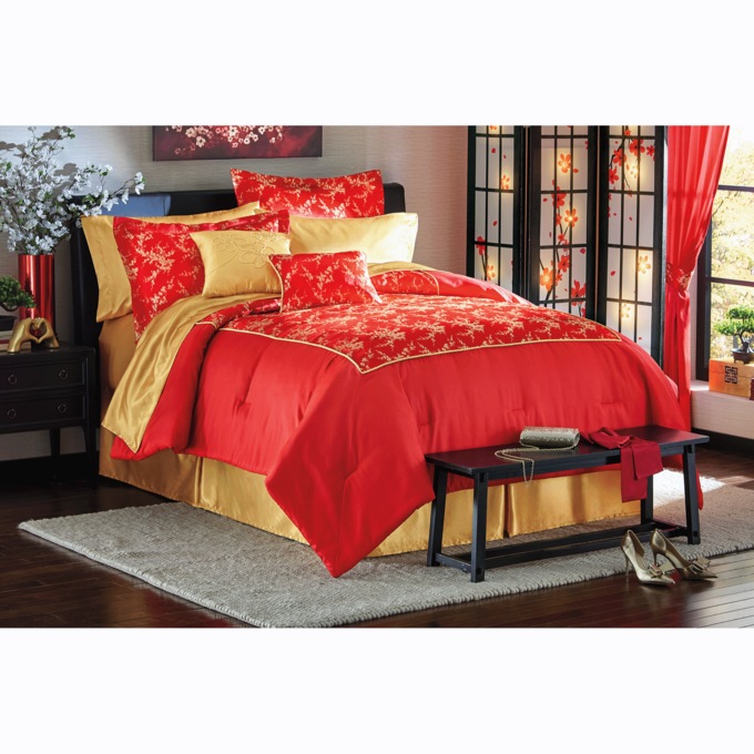 Cherry Blossom Jacquard 10-Piece Bed Set, , large