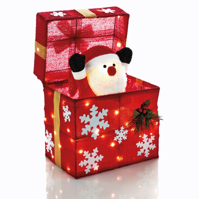 Peekaboo Santa Gift Box Lawn D&eacute;cor, Red, large