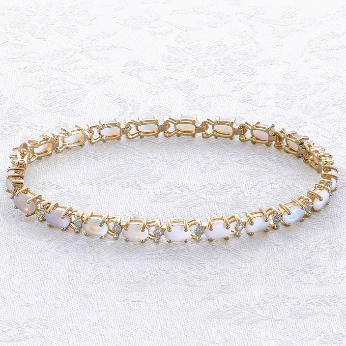 Opal and Diamond Tennis Bracelet, , large