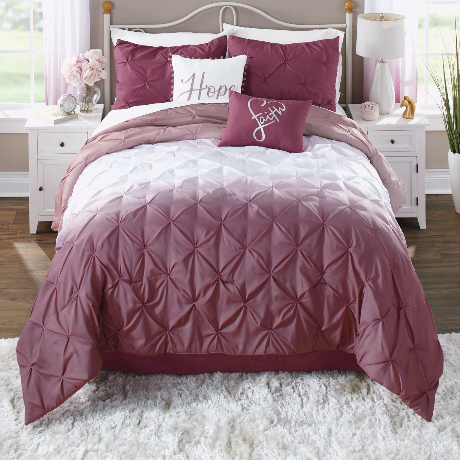 PEARLY GATES 紫色 ジャケット サイズ4 Faith Ombré Pintuck Comforter Set with Shams | Montgomery Ward