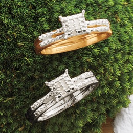 Diamond Square Cluster Bridal Set, , large