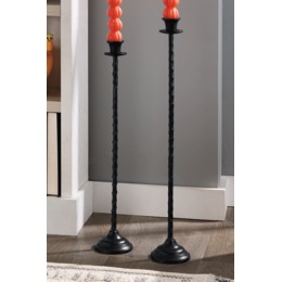 Set of 2 Metal Floor-Standing Taper Candle Holders, , large