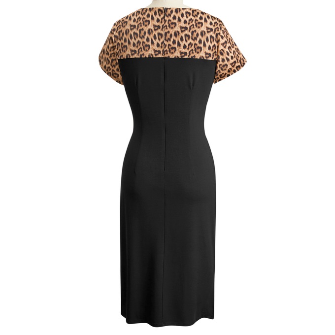 Animal Ruched Hardware Dress, , large
