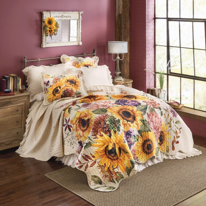 Maren Sunflower Scalloped Quilted Standard Sham, Multi, large