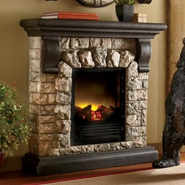 Faux Stone Fireplace, , large