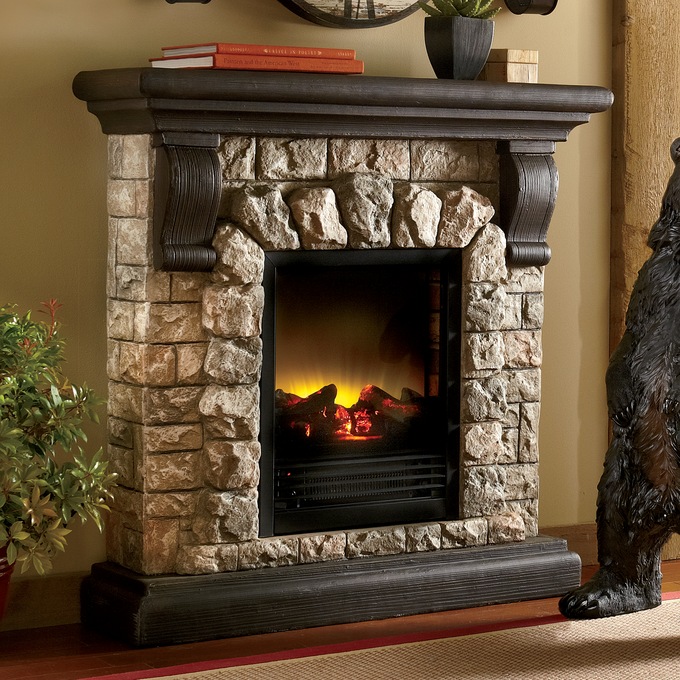 Faux Stone Fireplace, , large