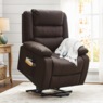 Raleigh Powered Lift Recliner with Heat & Massage, Brown, large