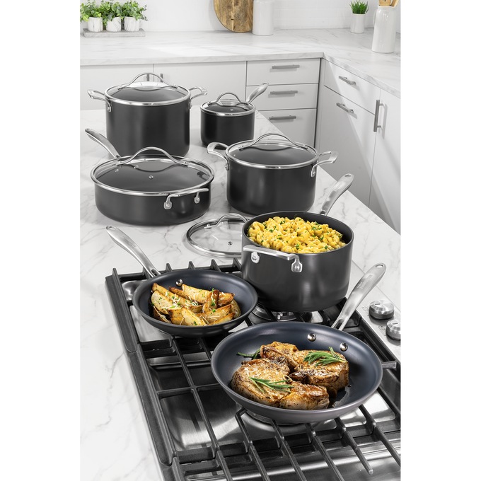 Guy Fieri Flavortown 12-Piece Laser Titanium Cookware Set, Black, large