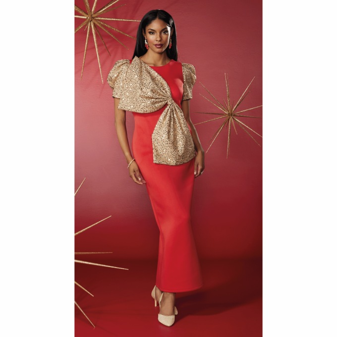 Sequin Big Bow Gown, , large