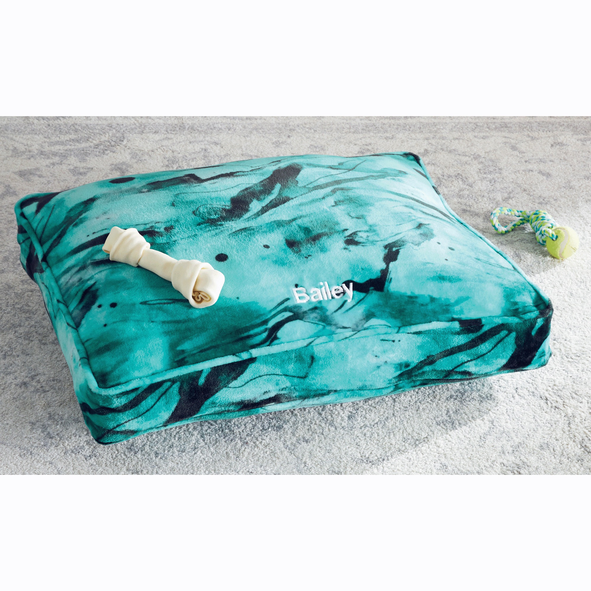 Fleece Pet Bed Cover, Teal Swirl, large