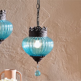 Moroccan Glass Pendant Swag Light, , large