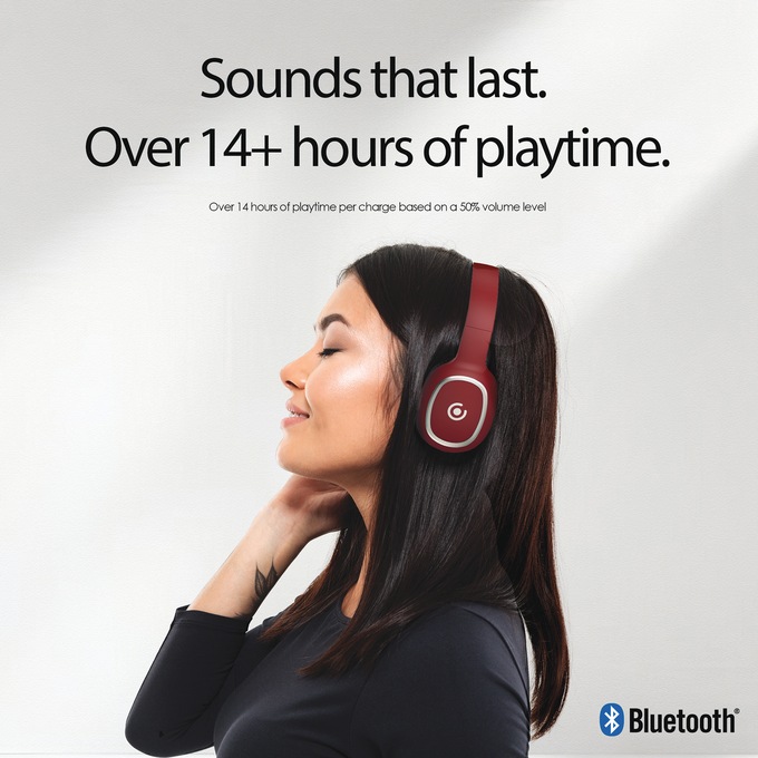 Core Innovations Wireless Bluetooth Headphones, Ruby, large