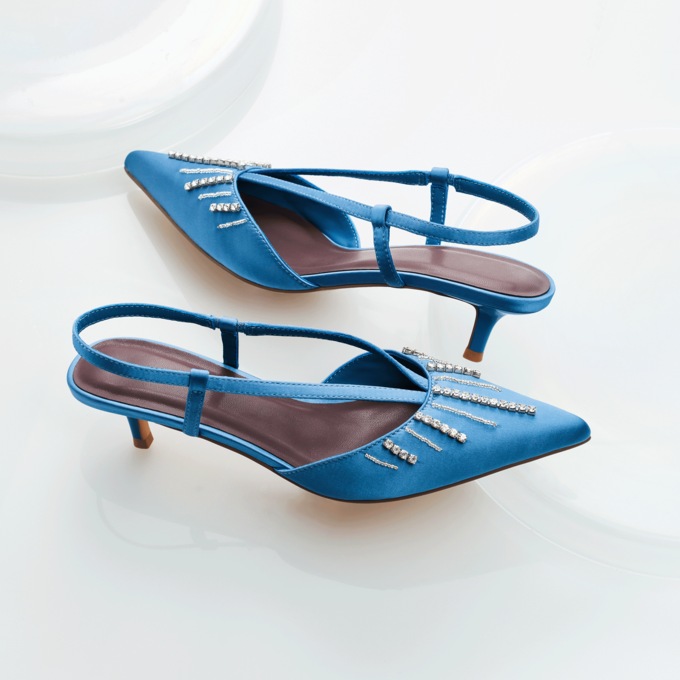 Satin and Rhinestone Slingback, , large