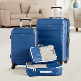 Wrangler 4-Piece Luggage &amp; Packing Cubes Set, , large