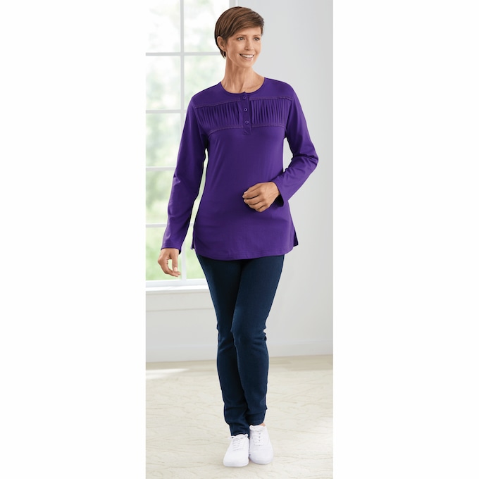 Embellished Henley Top, , large