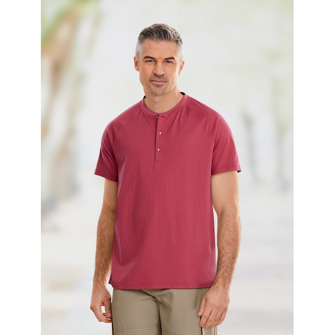 Men's Short Sleeve Henley, Rio Red, large