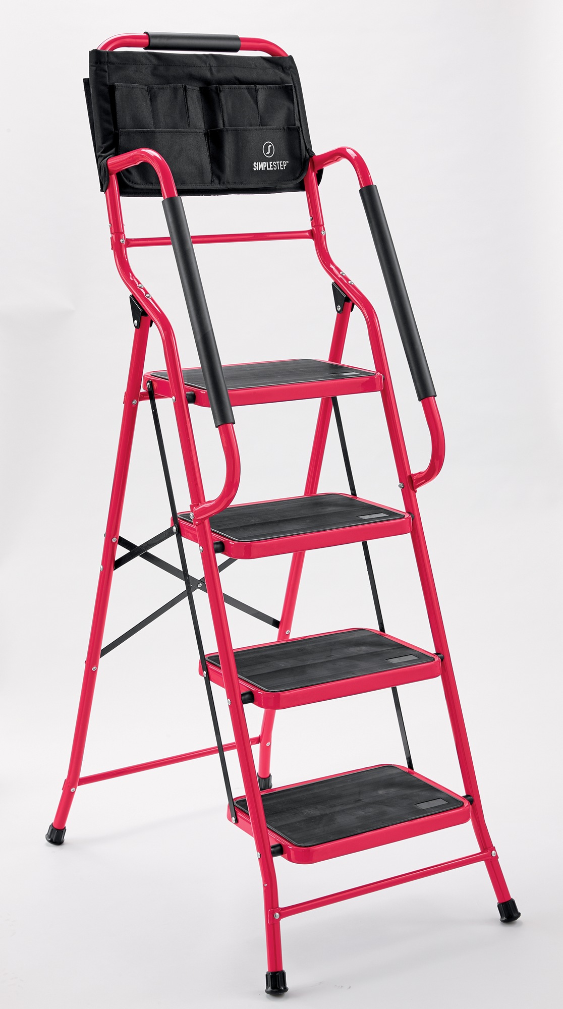 4 Step Ladder Anti-Slip Safety Rubber Mat Sturdy Durable Iron Folding Frame DIY 