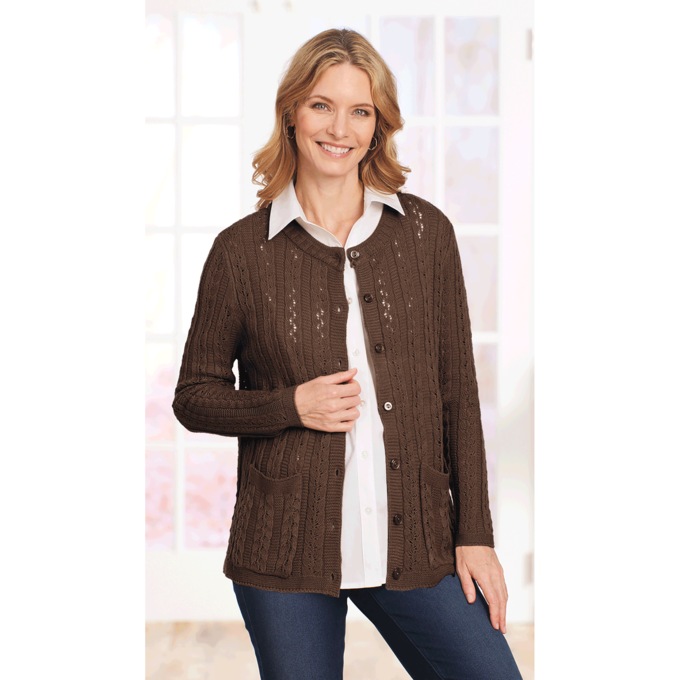 Cable Knit Cardigan, , large