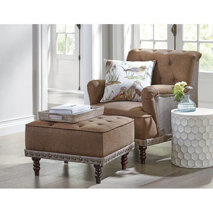 Tufted Accent Chair And Nailhead Ottoman