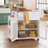 Powered Expandable Kitchen Island, White, large