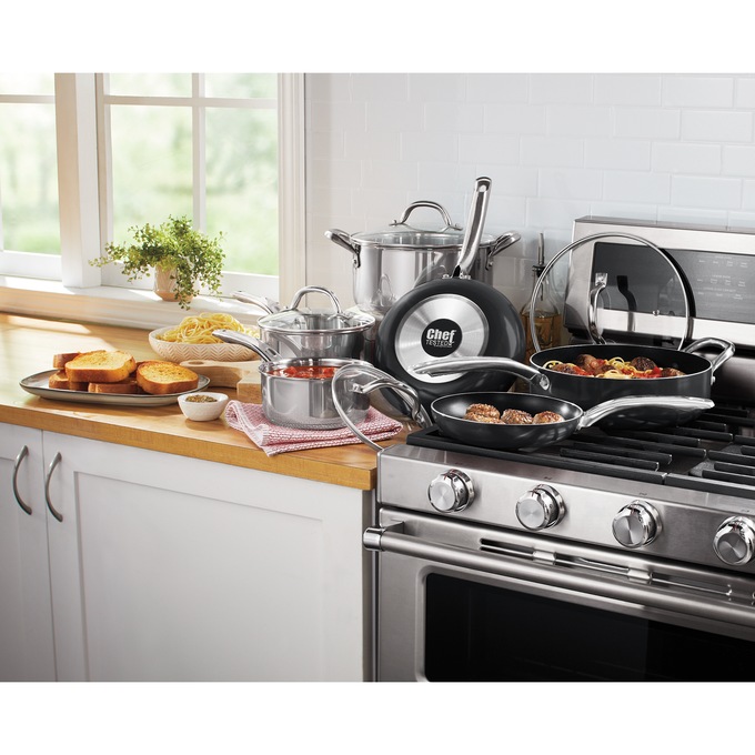Chef Tested 10-Piece Mixed Material Cookware Set by Wards, , large