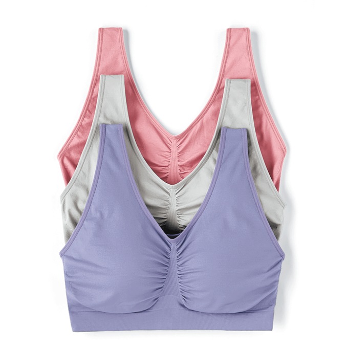 3-Pack Comfort Bras, Pastel Multi, large