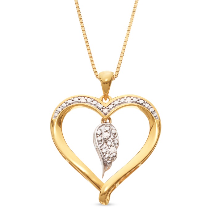 Diamond Heart/Wing Pendant, , large