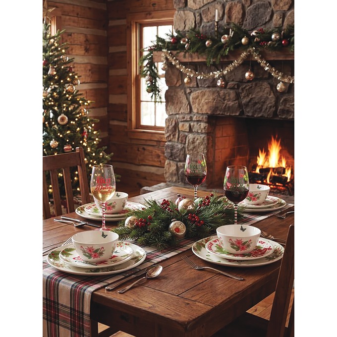 Dolly Parton Holly Dolly Christmas 12-Piece Melamine Dinnerware Set, , large