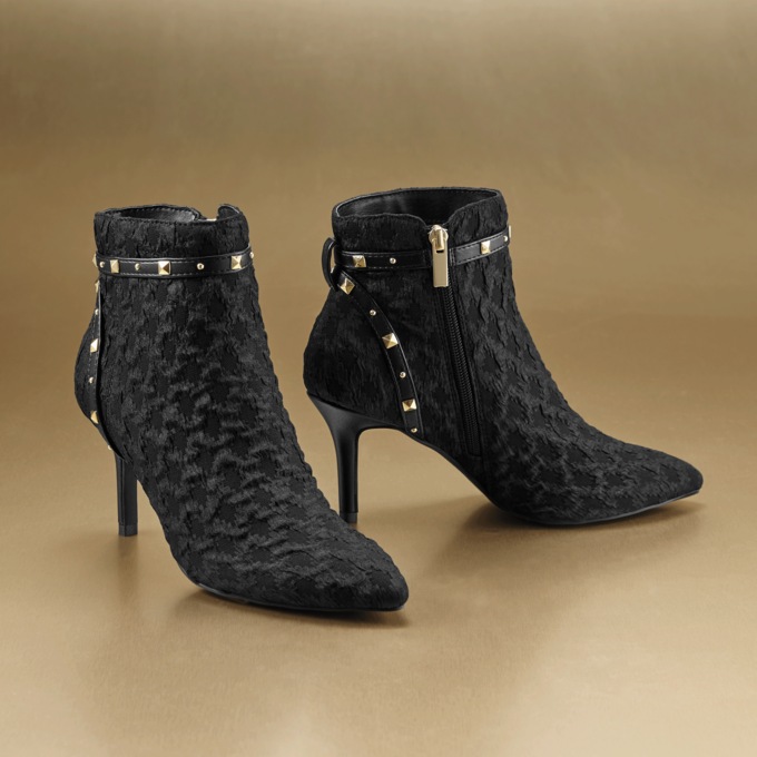 Studded Jacquard Dress Bootie, , large