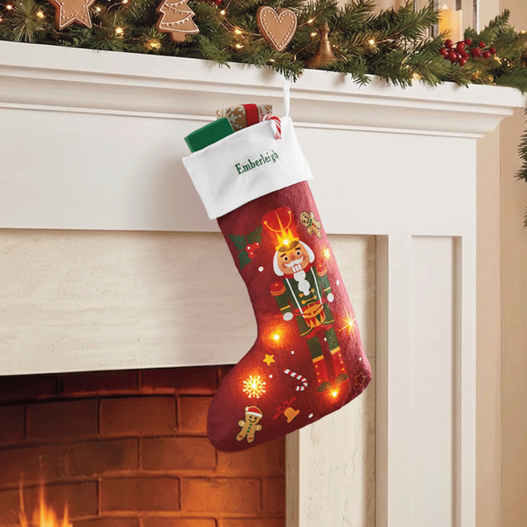 Lit Christmas Tree Stocking, , large