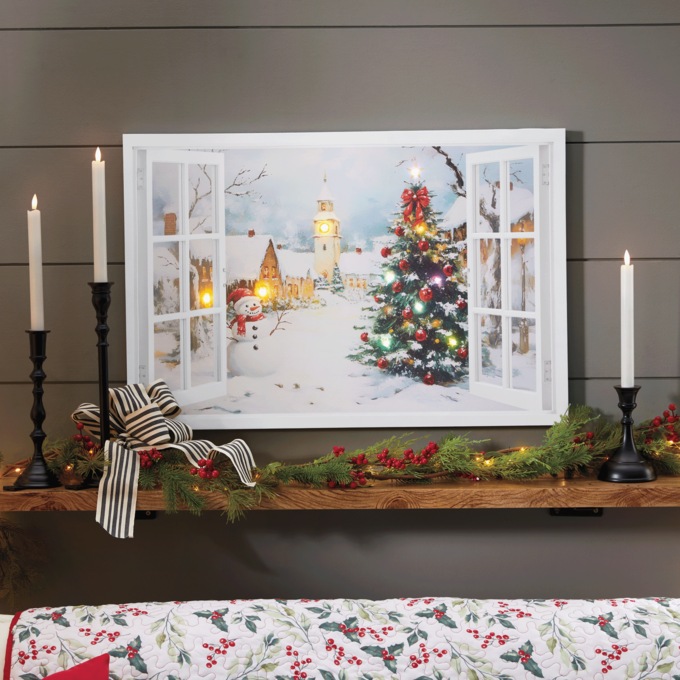 Lit Winter Wonderland Window Wall Art, , large