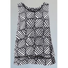 Racin Flutter Top, Black White Geo, large