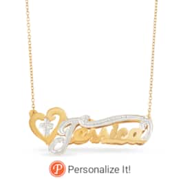 Name Necklace with Heart & Cross, , large