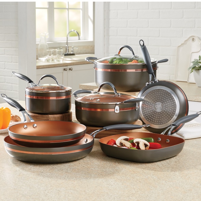 Chef Tested 10 Piece Nonstick Coppertone Banded Cookware Set By Montgomery Ward Montgomery Ward