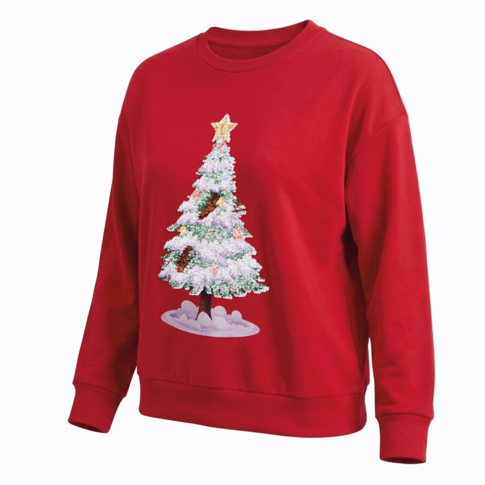 Flip Sequin Christmas Tree Crewneck Sweatshirt with Reversible Sequins, , large
