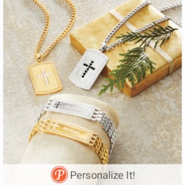 Men’s Personalized Cubic Zirconia Cross Jewelry , , large
