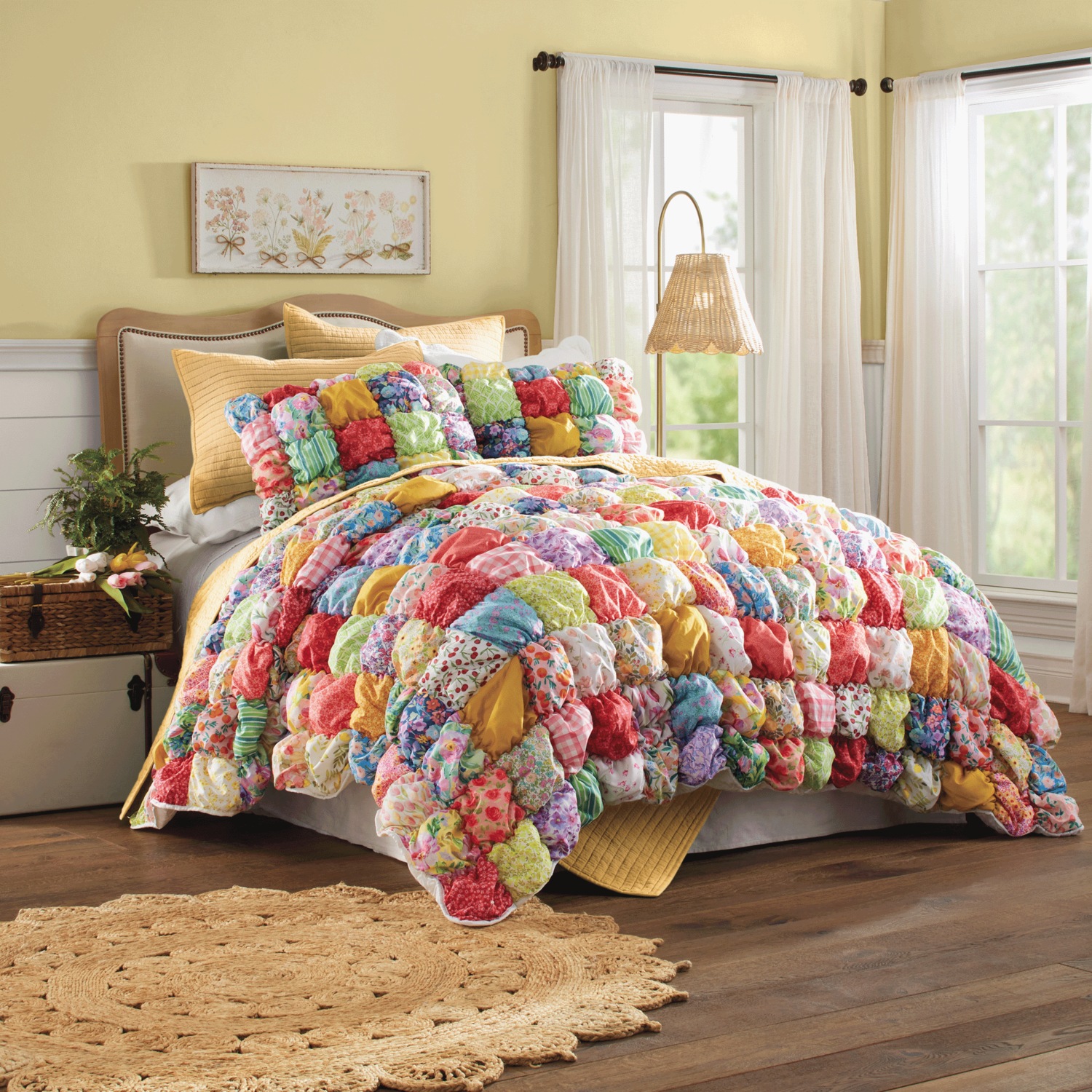 美品 POST O'ALLS  CRUZ3 Cotton Quilt Harlow Puff Oversized Quilt, Sham and Accent Pillow | Montgomery Ward