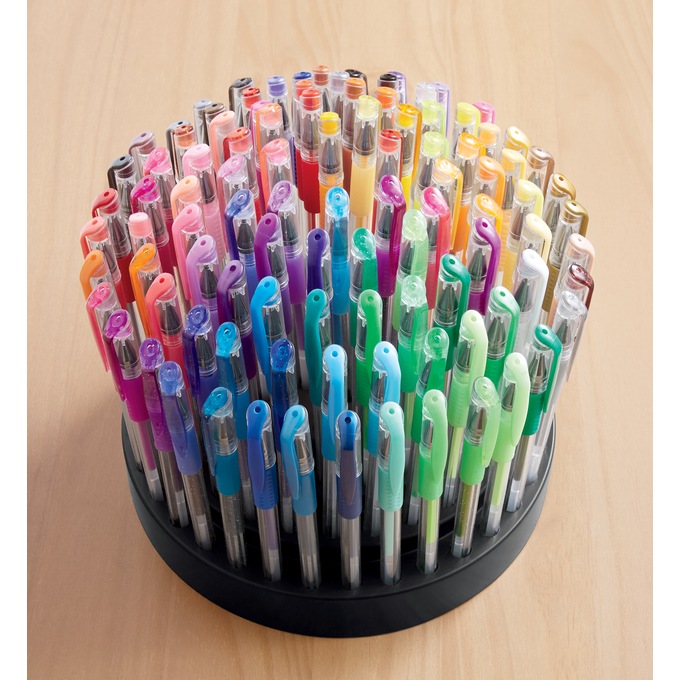 100-Piece Gel Pen Set with Rotating Stand, , large