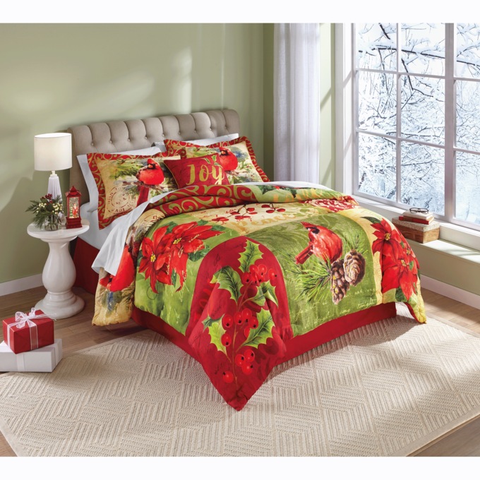 4Piece Holiday Cardinal Comforter Set and Accent Pillow Montgomery Ward